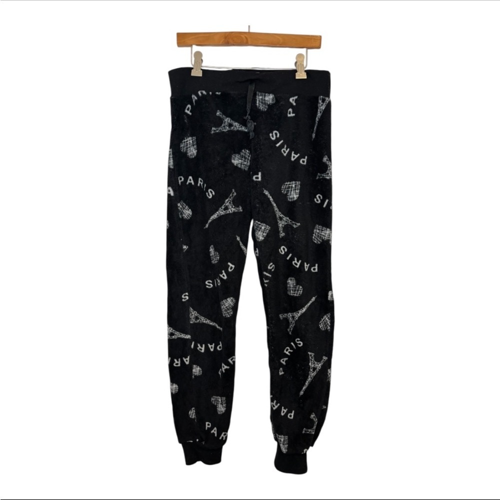 Emme Jordan Women’s Paris All Over Graphic Black Sweatpants Size Medium